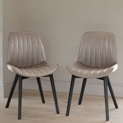 Bella Almond Brown Dining Chair - Set of 2 - Black Oak Legs Laura James