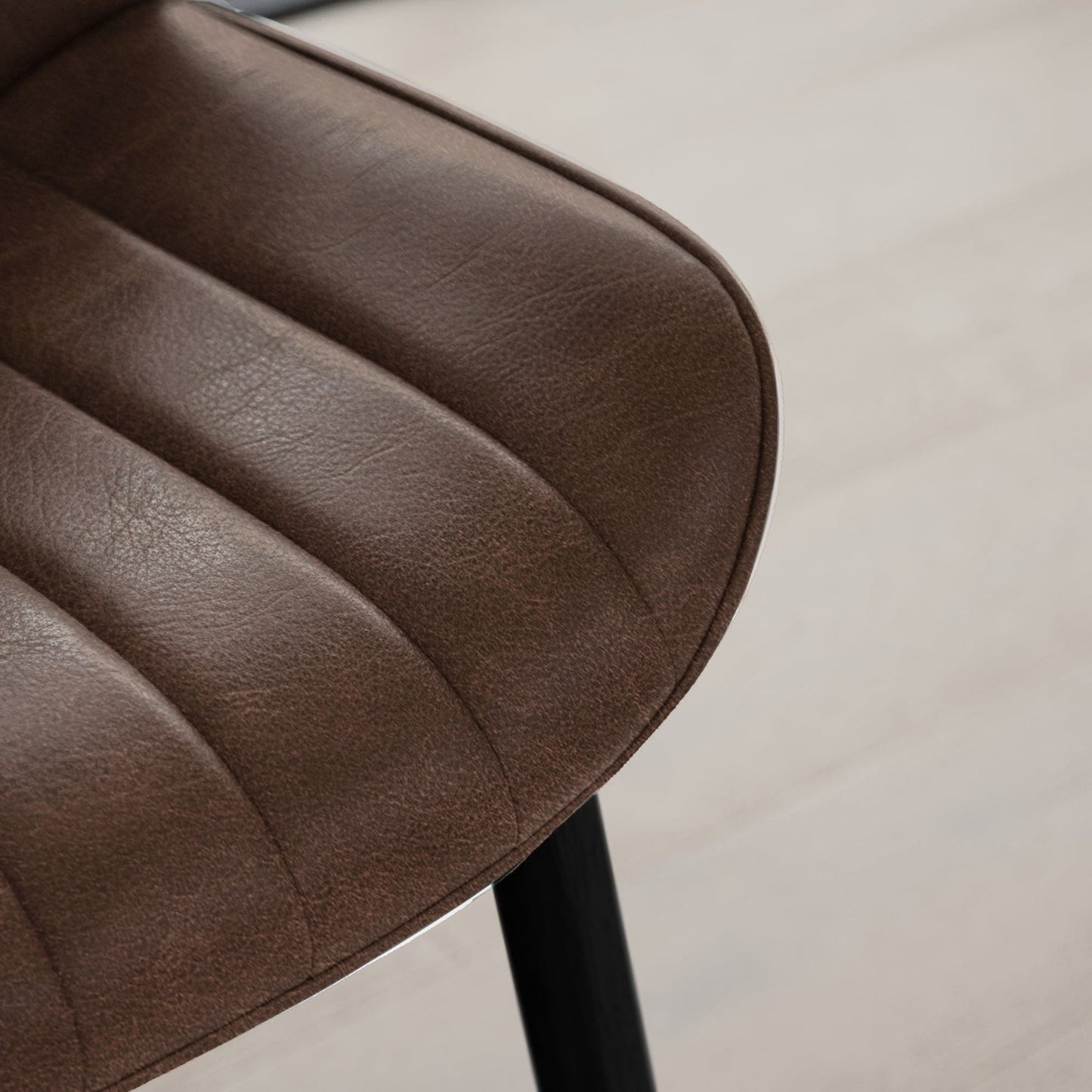 Bella Saddle Brown Dining Chair - Set of 2 - Black Oak Legs - Laura James