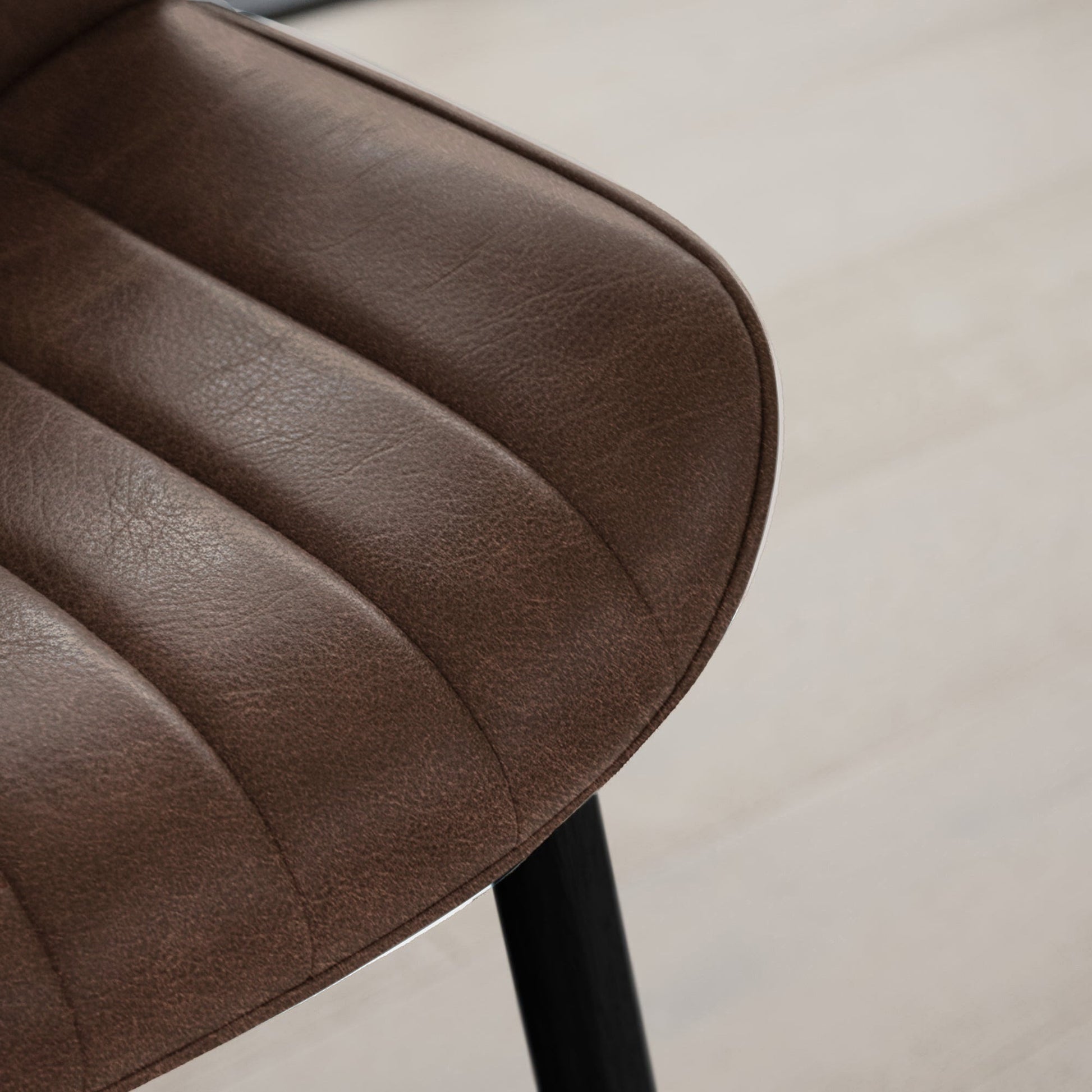 Bella Saddle Brown Dining Chair - Set of 2 - Black Oak Legs - Laura James