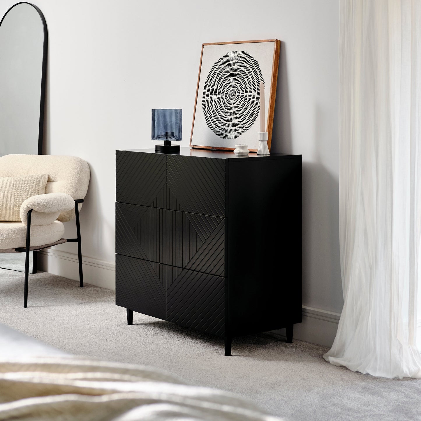 Ingham 140X40cm Metal Arch Mirror - Black