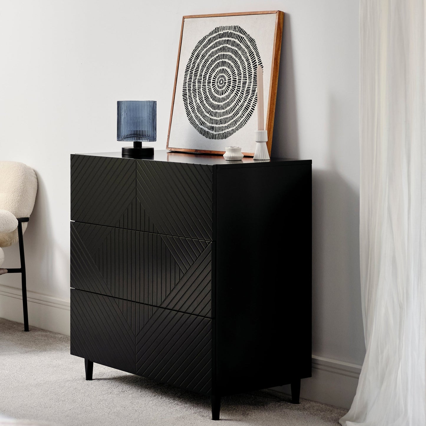 Jack 3 Chest of Drawers - Black - Laura James 