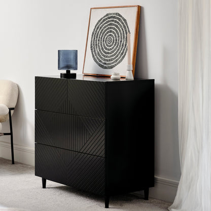 Jack 3 Chest of Drawers - Black - Laura James 