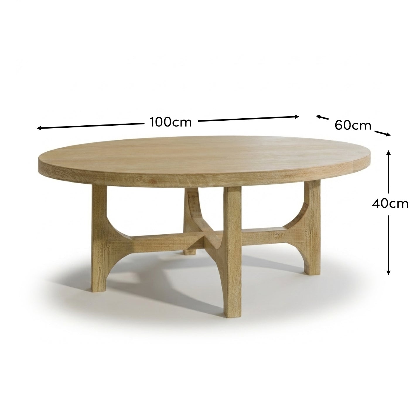 Jade Chalked Mango Wood Oval Coffee Table - Laura James