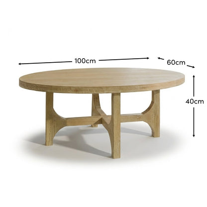 Jade Chalked Mango Wood Oval Coffee Table - Laura James