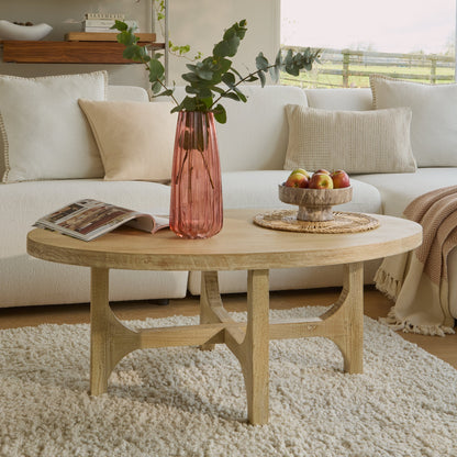 Jade Chalked Mango Wood Oval Coffee Table - Laura James