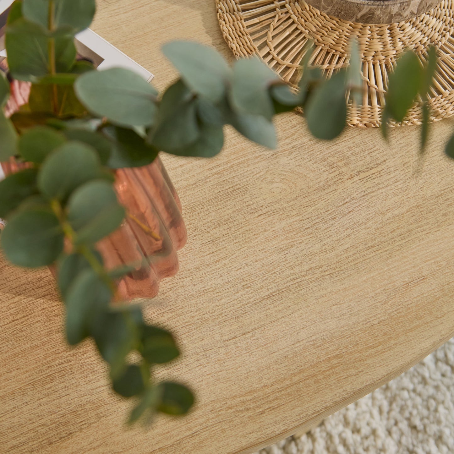 Jade Chalked Mango Wood Oval Coffee Table - Laura James