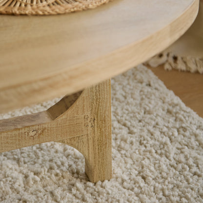 Jade Chalked Mango Wood Oval Coffee Table - Laura James