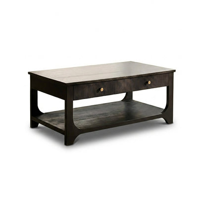 Jade Jet Black Mango Wood Rectangular Coffee Table - Laura James