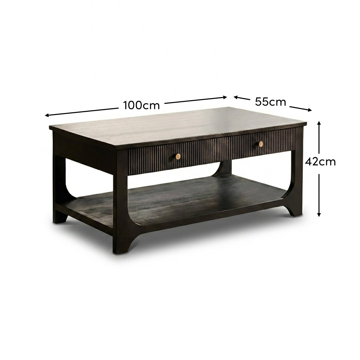Jade Jet Black Mango Wood Rectangular Coffee Table - Laura James