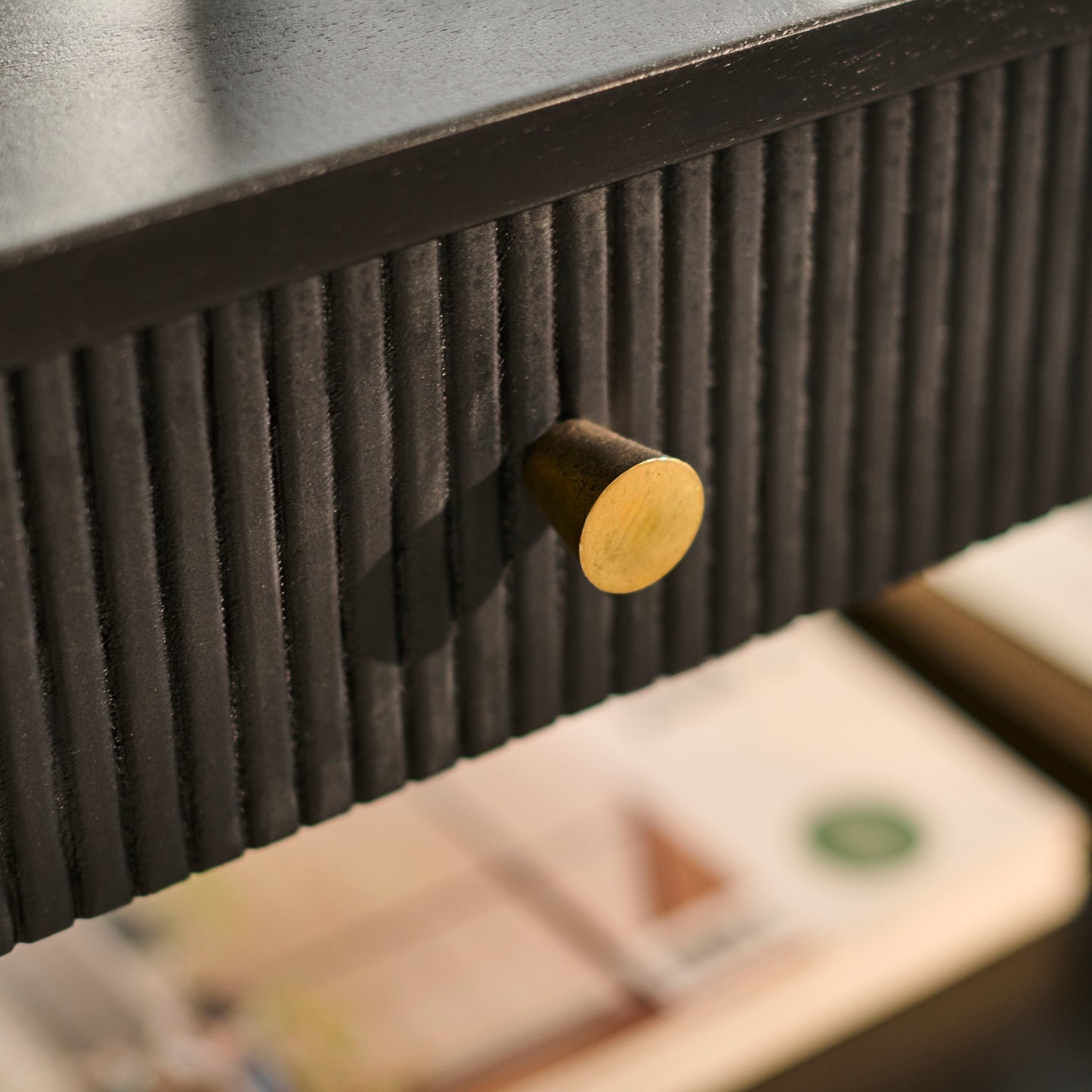 Jade Jet Black Mango Wood Rectangular Coffee Table - Laura James