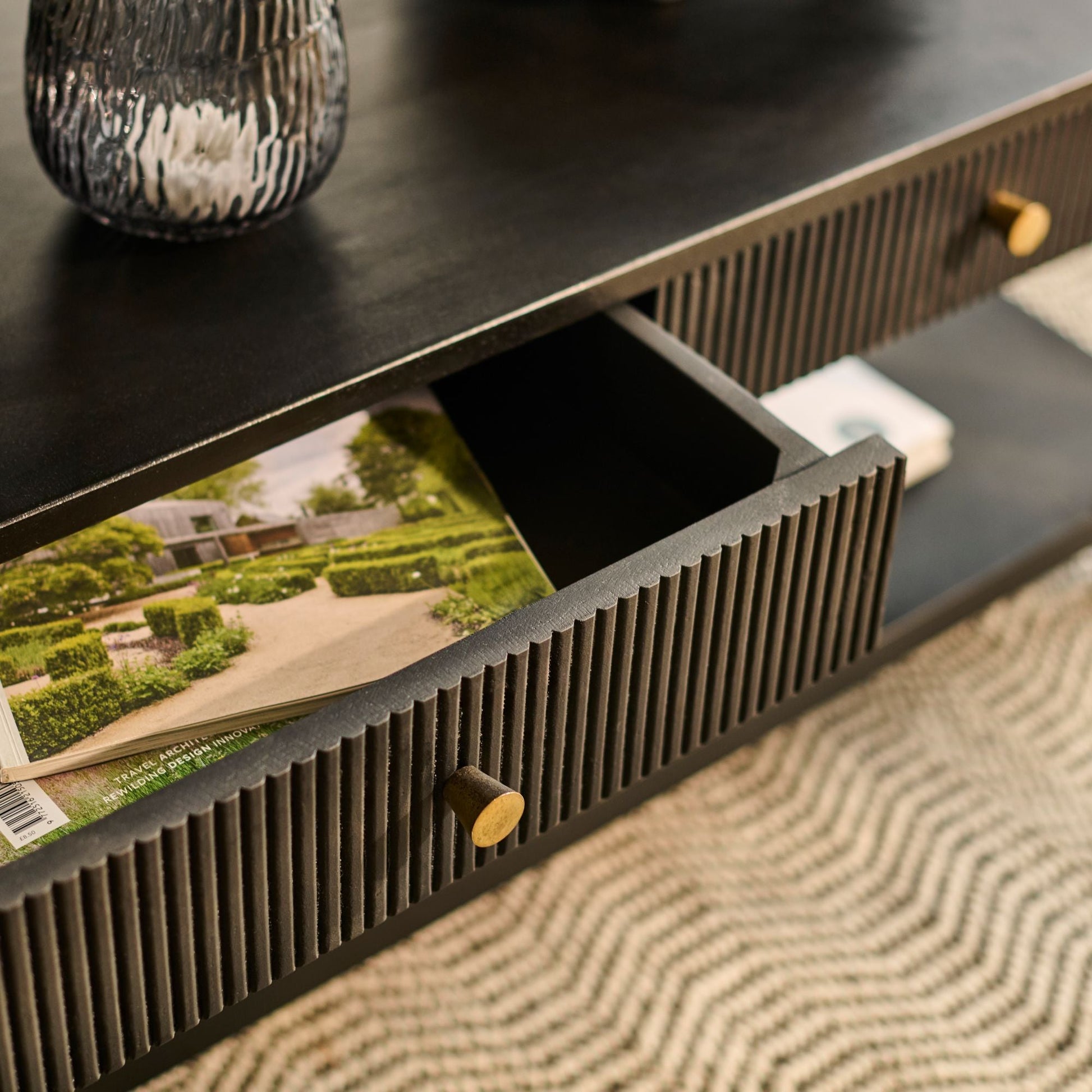 Jade Jet Black Mango Wood Rectangular Coffee Table - Laura James