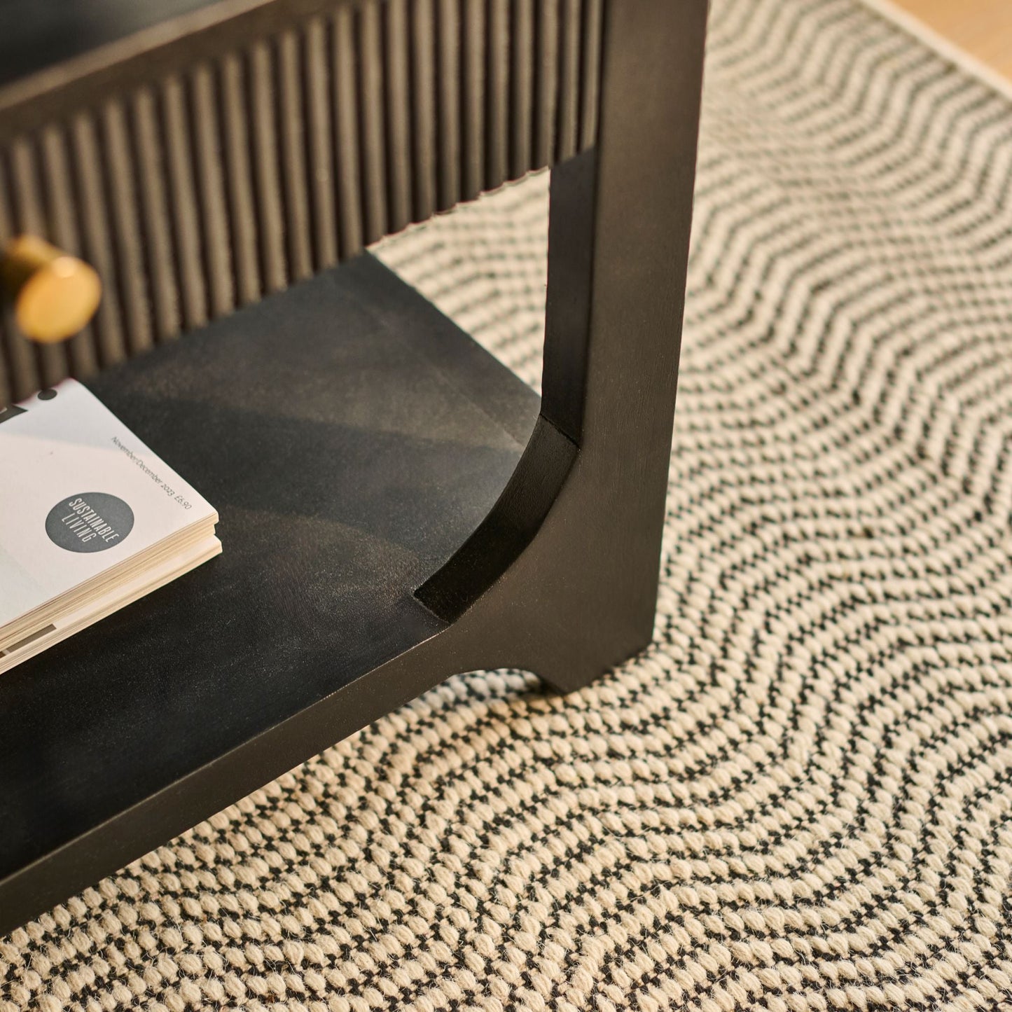 Jade Jet Black Mango Wood Rectangular Coffee Table - Laura James