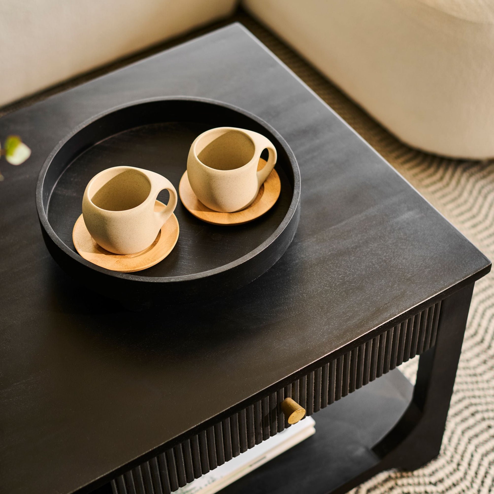 Jade Jet Black Mango Wood Rectangular Coffee Table - Laura James