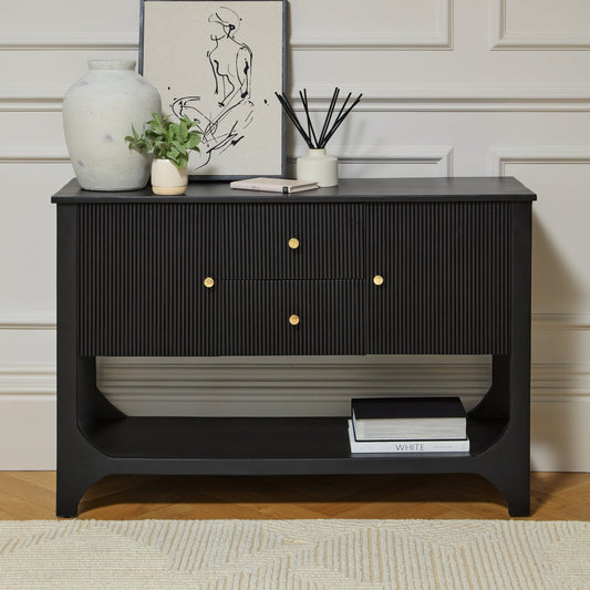 Jade 2 Door 2 Drawer Sideboard - Jet Black Mango Wood - Laura James