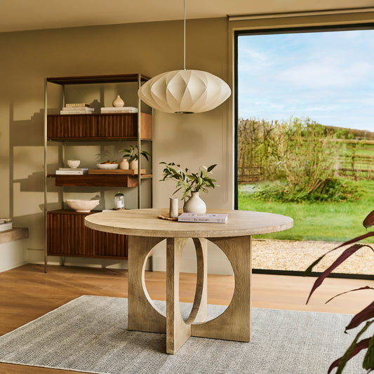 Jade 130cm Round Chalked Mango Wood Dining Table - Laura James