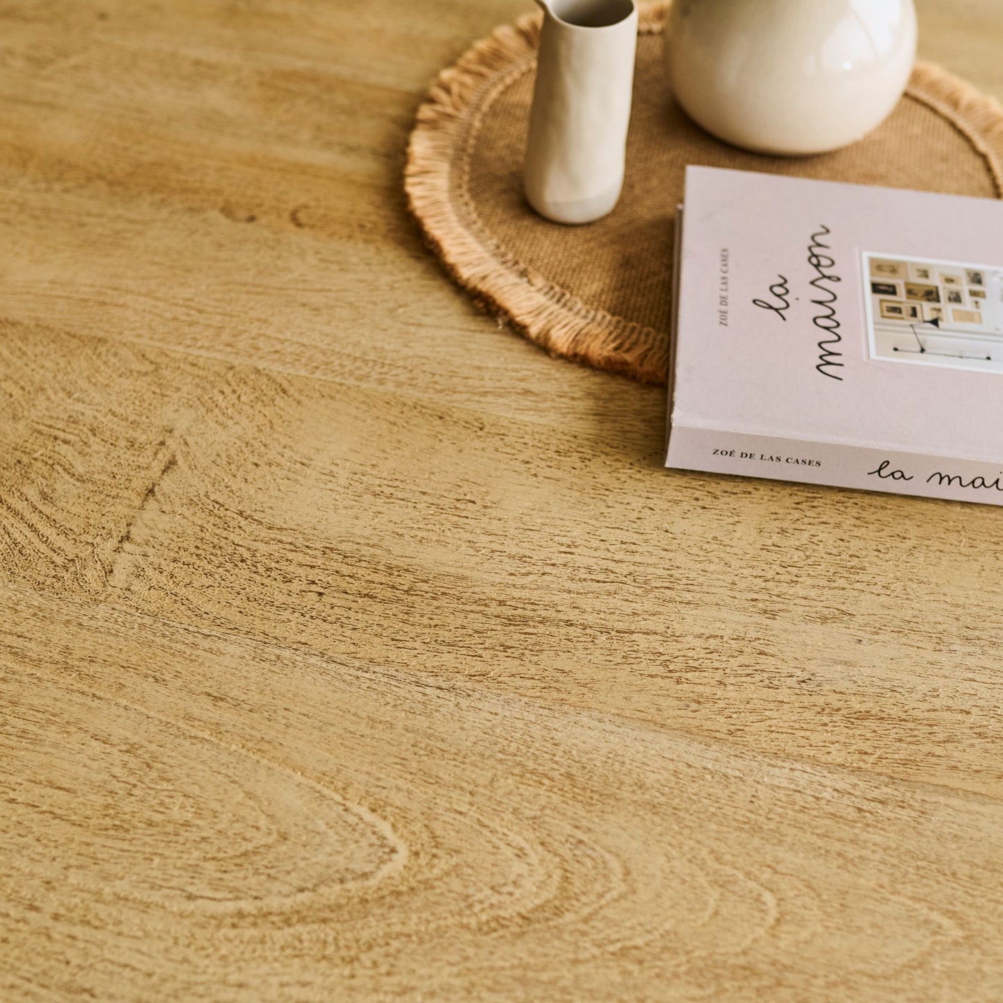 Jade 130cm Round Chalked Mango Wood Dining Table - Laura James