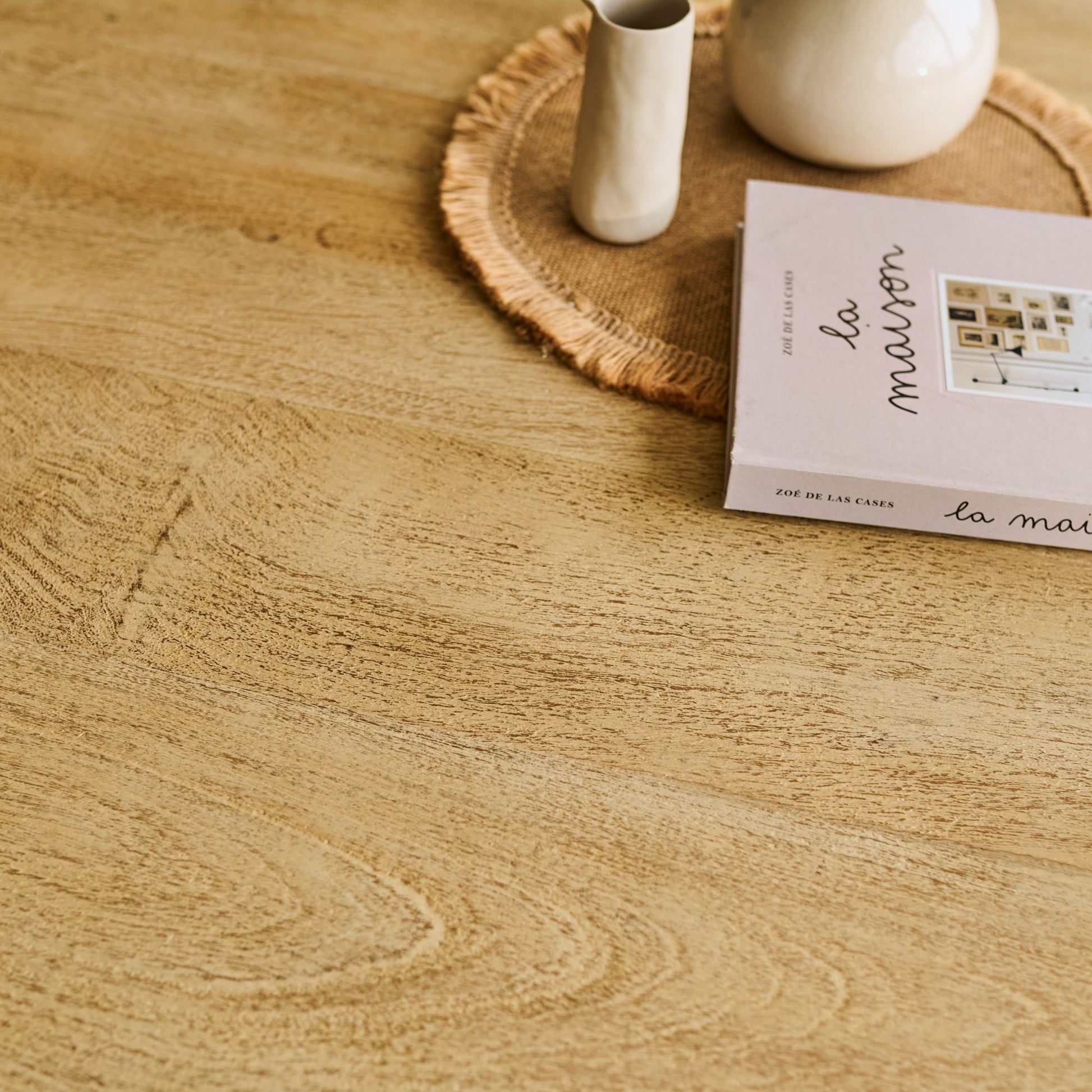 Jade 130cm Round Chalked Mango Wood Dining Table - Laura James