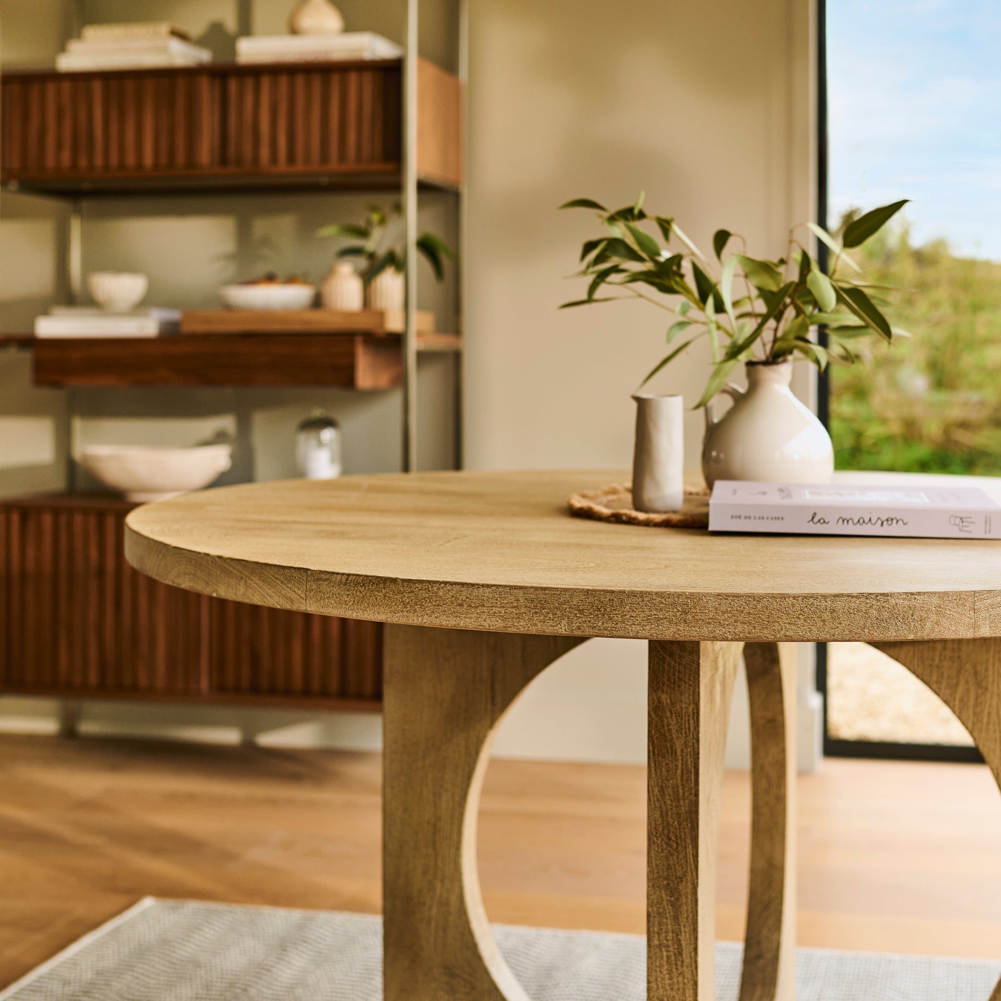 Jade 130cm Round Chalked Mango Wood Dining Table - Laura James