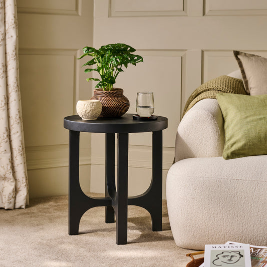 Jade Round Side Table - Jet Black Acacia - Laura James