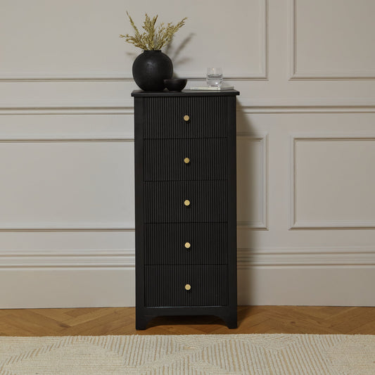 Jade 5 Drawer Tallboy - Jet Black - Laura James