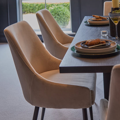 Maeve Soft Beige Dining Chairs - Set of 2 - Black Legs
