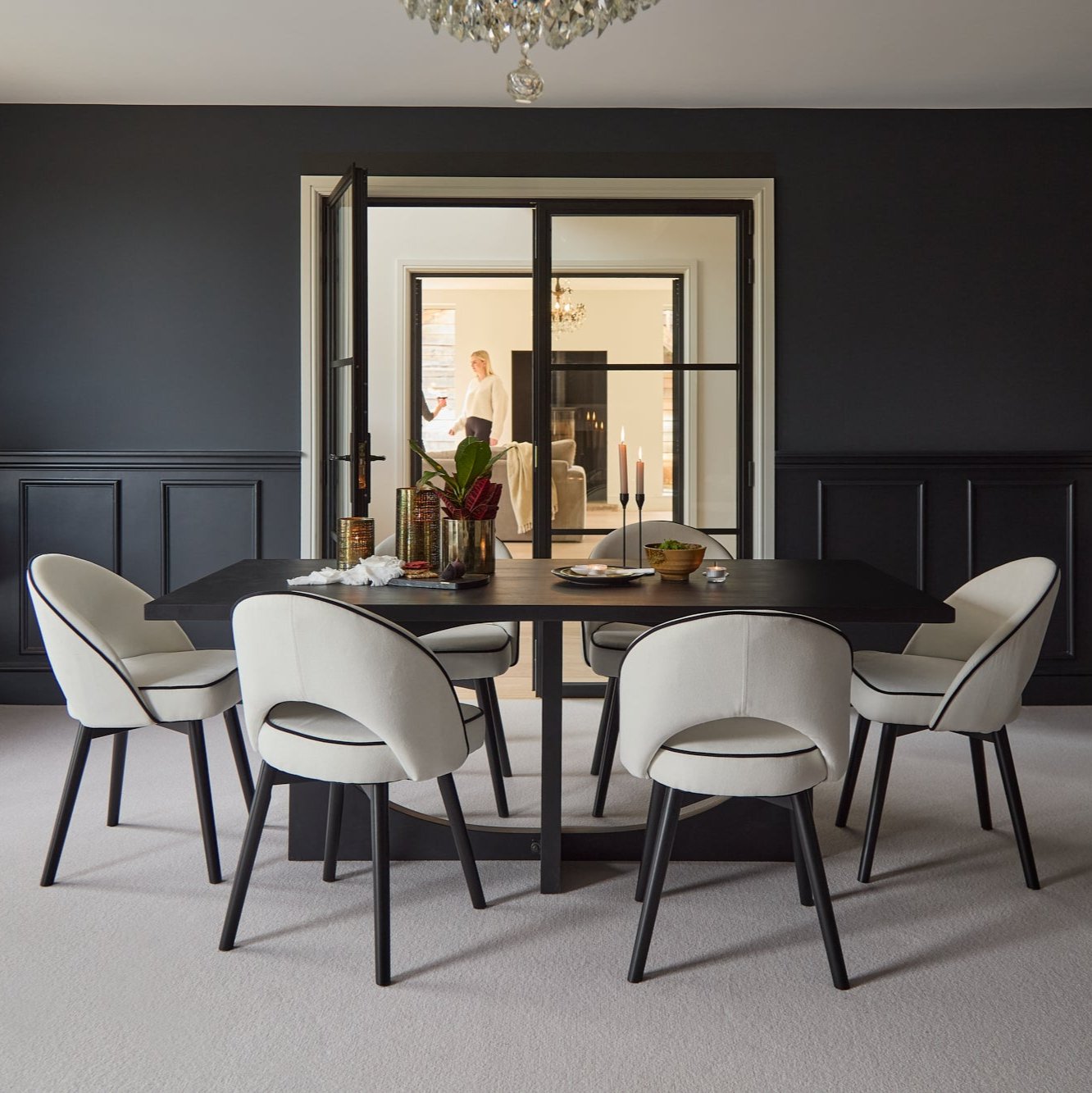 Jade Seater Rectangular Jet Black Acacia Wood Dining Table with