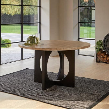 Jade Round Jet Black Mango Wood Dining Table - Laura James
