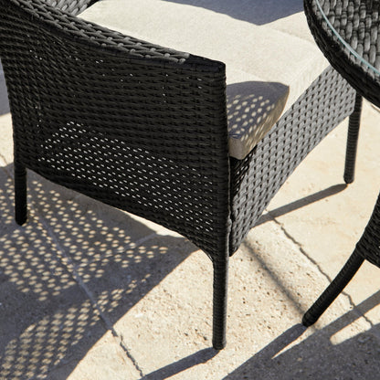 Kemble 2 Seater Rattan Bistro Dining Set in Black - Laura James