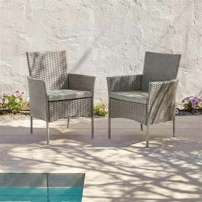 Kemble/Marston Outdoor Stackable Chairs With Cushions - Light Grey - Set of 2 - Laura James