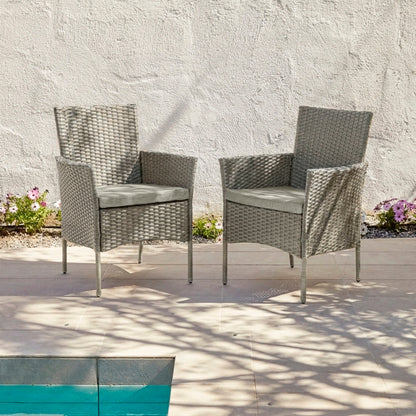 Kemble 6 Seater Round Rattan Garden Dining Set with Kemble/Marston Dining Chairs - Light Grey