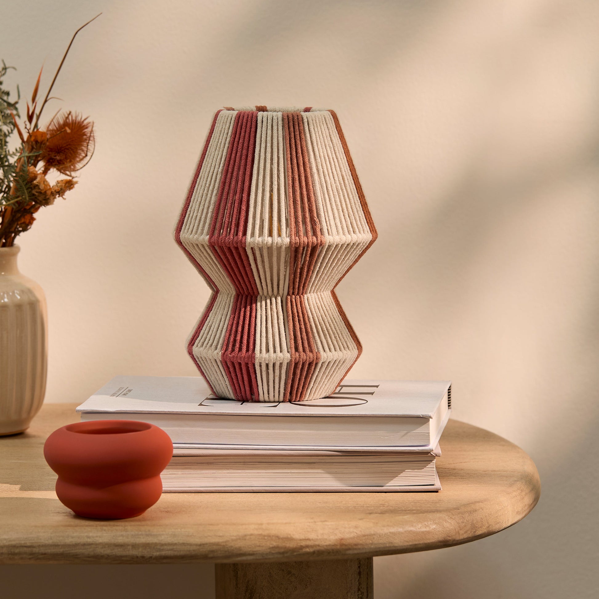 Kateli Paprika Stripe Small Table Lamp - 21cm - Laura James 