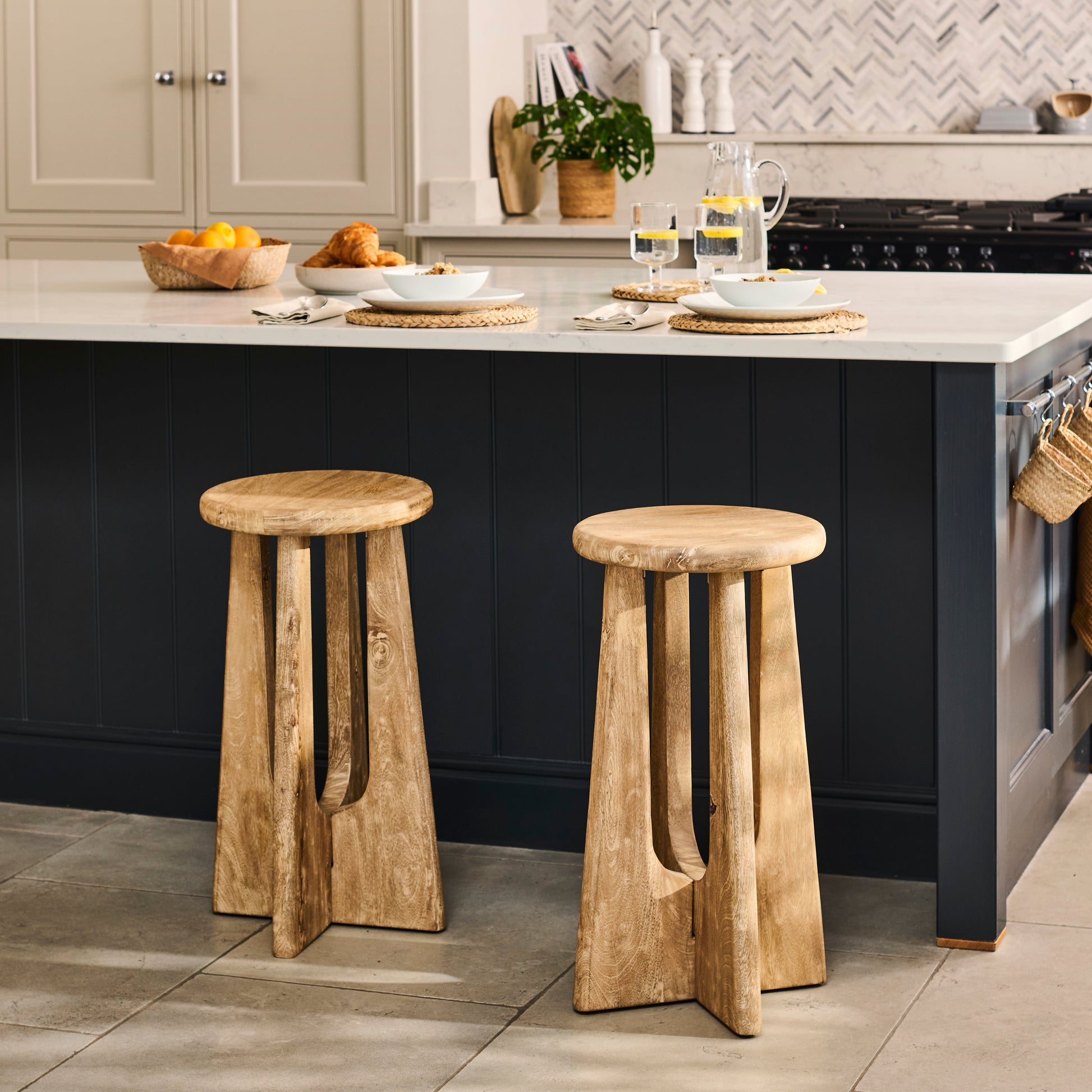 Kehlani Chalked Mango Wood Bar Stool - Laura James 