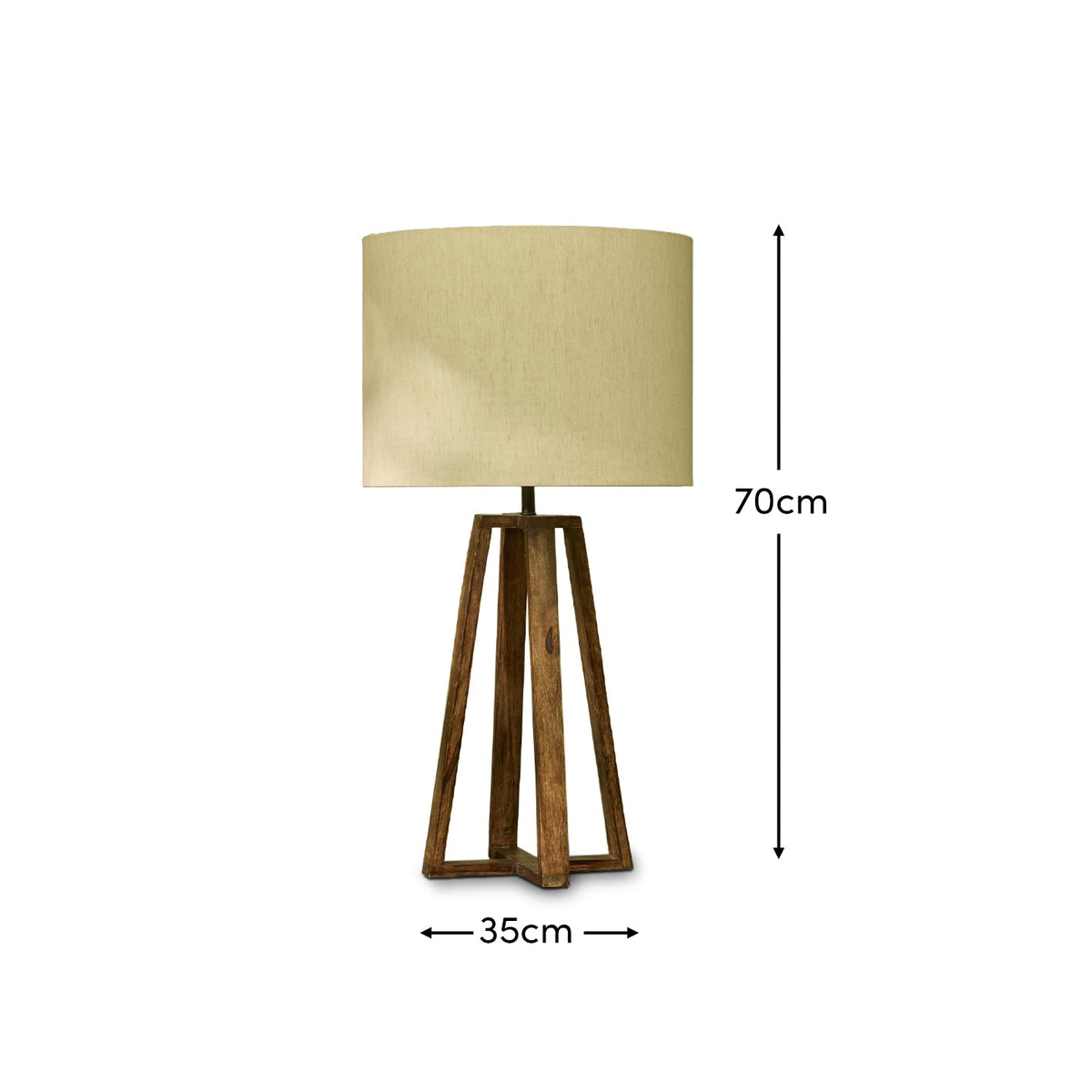 Konduru 70cm Table Lamp - Natural Fabric and Darkened Mango Wood - Laura James