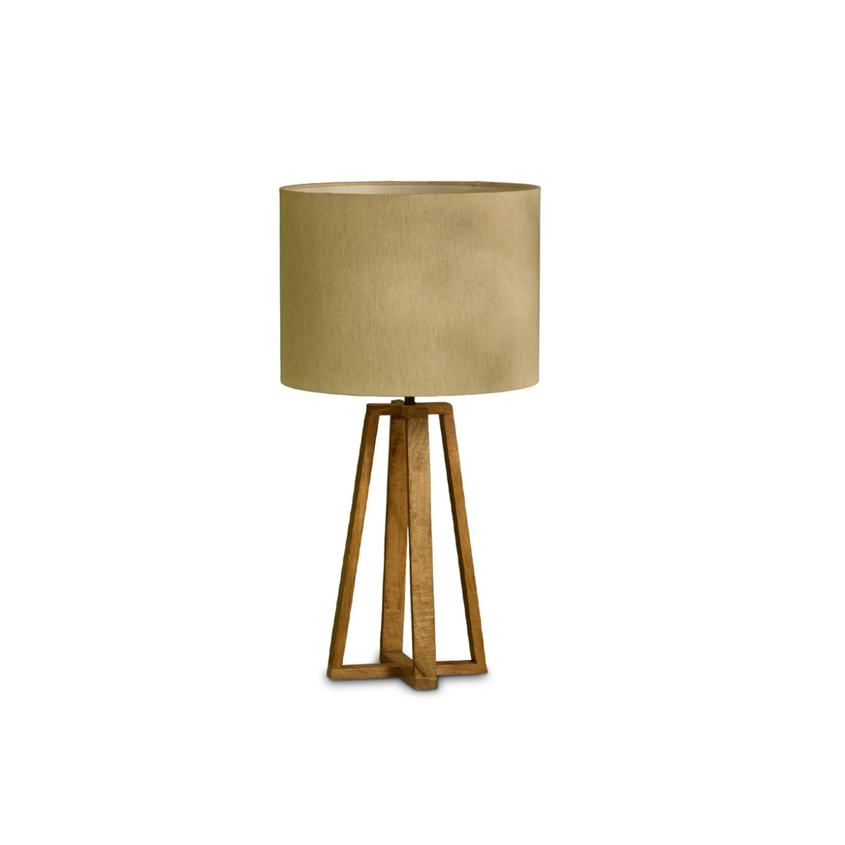 Konduru 70cm Table Lamp - Natural Fabric and Natural Mango Wood - Laura James 