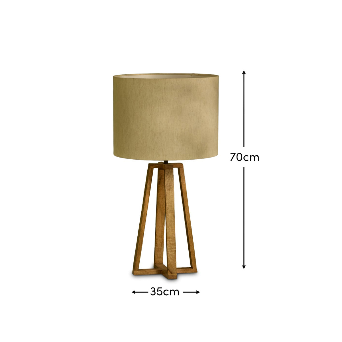Konduru 70cm Table Lamp - Natural Fabric and Natural Mango Wood - Laura James  