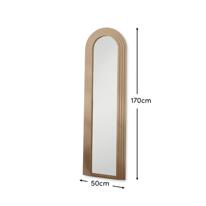 Kubu 170 x 50cm Wooden Arch Mirror - Taupe - Laura James