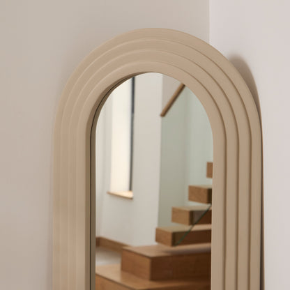 Kubu 170 x 50cm Wooden Arch Mirror - Taupe - Laura James