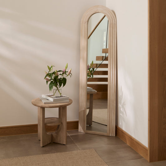 Kubu 170 x 50cm Wooden Arch Mirror - Whitewash - Laura James