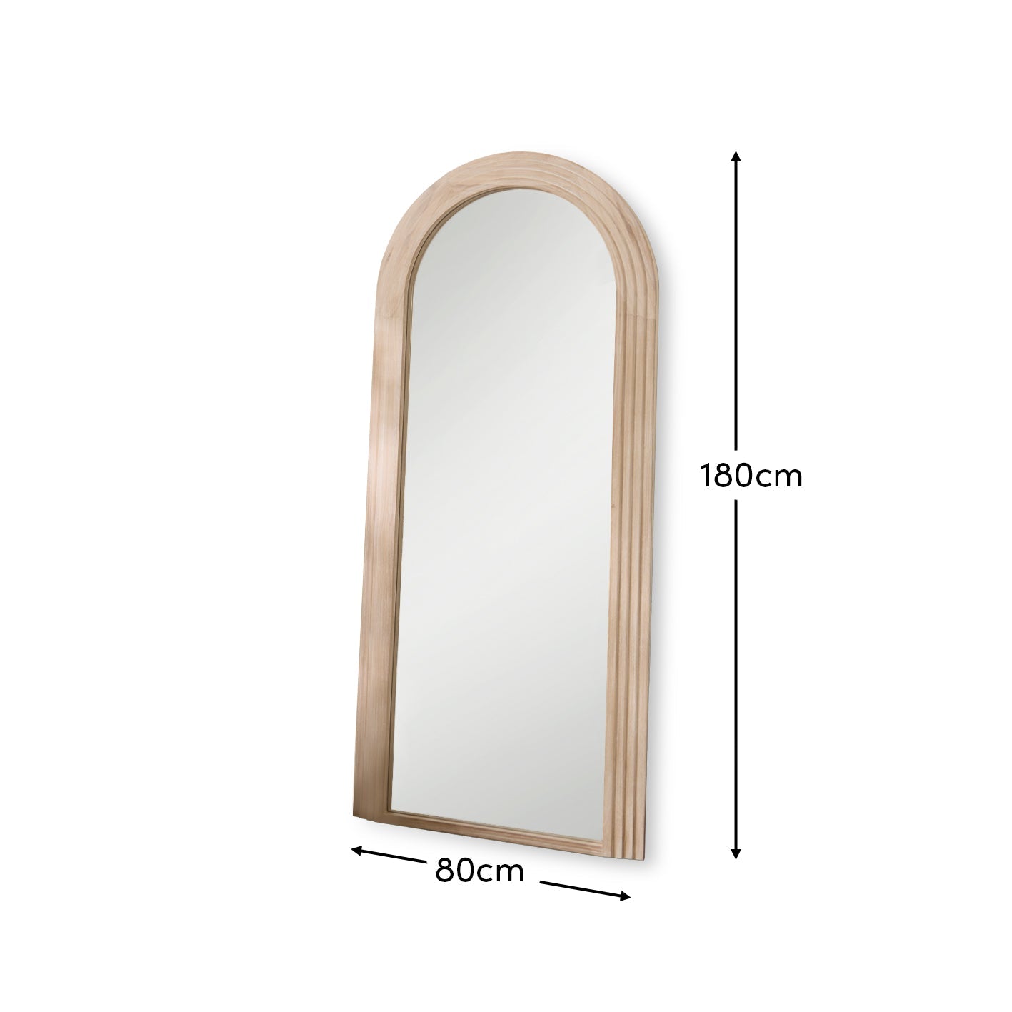 Kubu 180 x 80cm Wooden Arch Mirror - Whitewash - Laura James