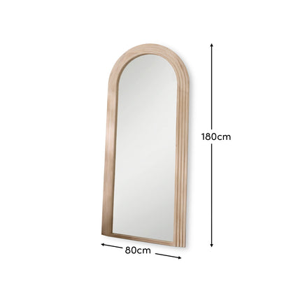 Kubu 180 x 80cm Wooden Arch Mirror - Whitewash - Laura James