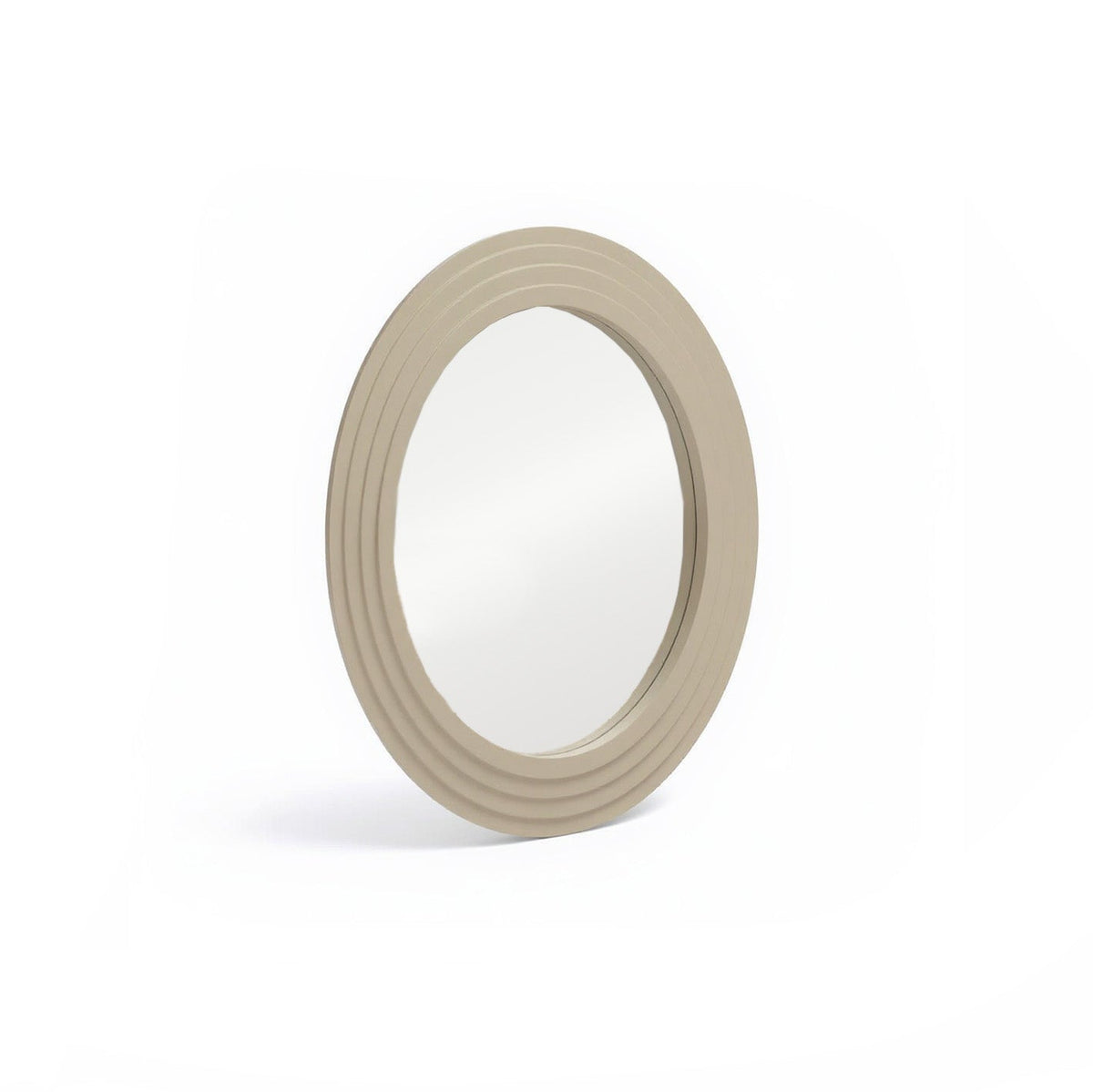 Kubu 70cm Wooden Round Mirror - Taupe - Laura James