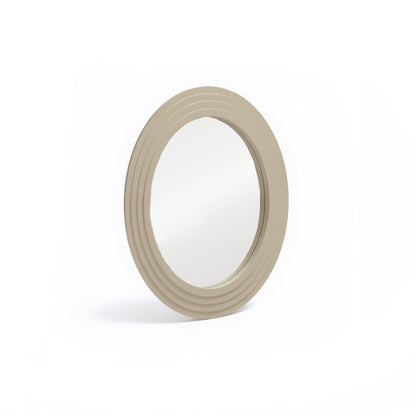 Kubu 70cm Wooden Round Mirror - Taupe - Laura James