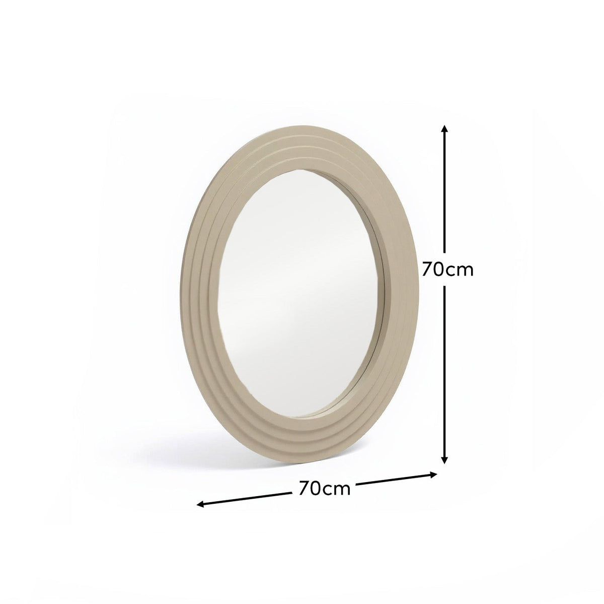 Kubu 70cm Wooden Round Mirror - Taupe - Laura James
