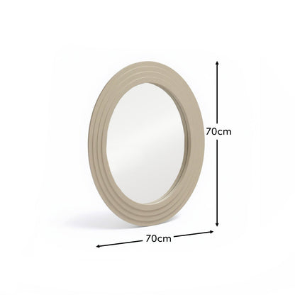 Kubu 70cm Wooden Round Mirror - Taupe - Laura James