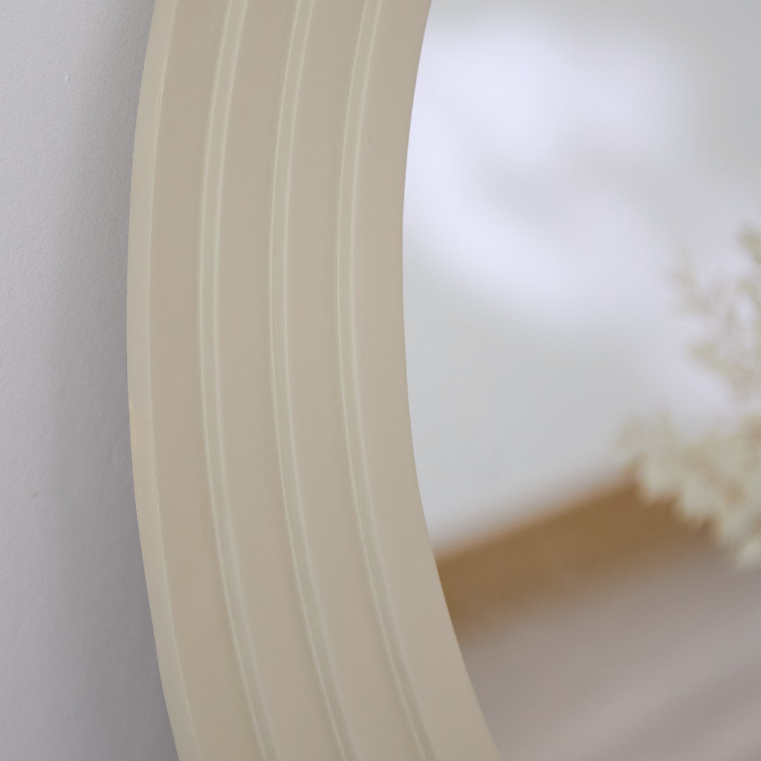 Kubu 70cm Wooden Round Mirror - Taupe - Laura James