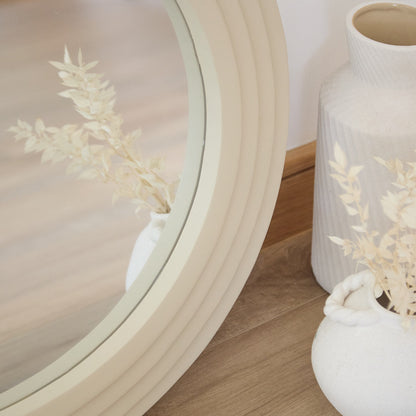 Kubu 70cm Wooden Round Mirror - Taupe - Laura James