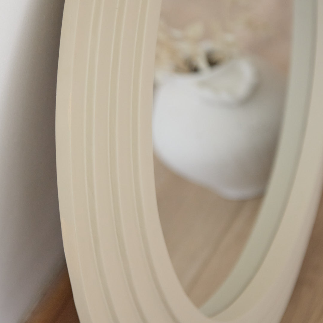 Kubu 70cm Wooden Round Mirror - Taupe - Laura James