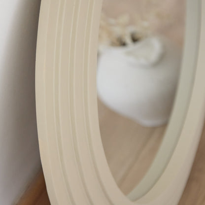 Kubu 70cm Wooden Round Mirror - Taupe - Laura James