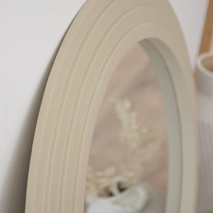Kubu 70cm Wooden Round Mirror - Taupe - Laura James
