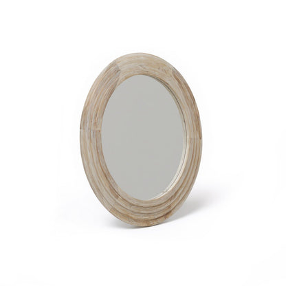 Kubu 70cm Wooden Round Mirror - Whitewash - Laura James